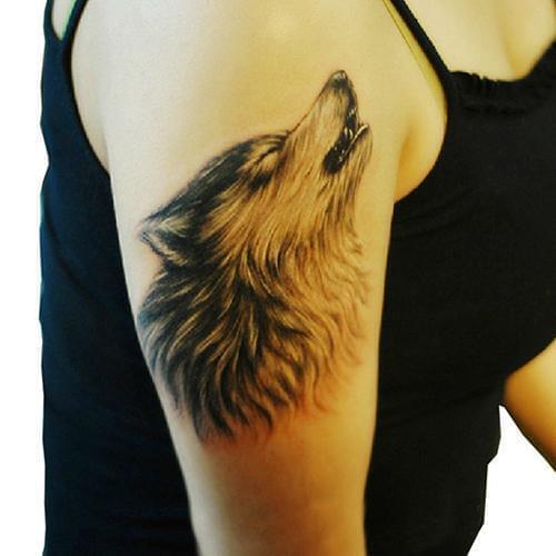 Cool Unisex Waterproof Temporary Transfer Wolf Arm Tattoo Sticker Body Art Sticker Cool design, wolf howl pattern, perfect for y