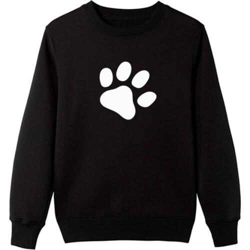 Cute Dog Footprint Printed Pullovers Women Winter Casual Long Sleeve Sweatshirts Feminine Harajuku Hoodies Brand Clothing Tops
