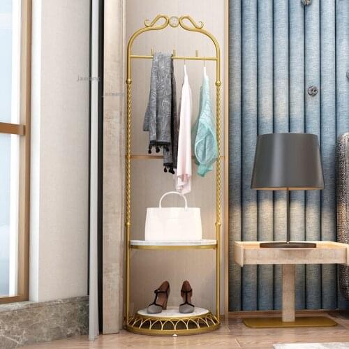 Nordic Hotel Dormitory Floor Coat Rack for Bedroom Home Hallway Porch Corner Shoe Racks Modern Minimalist Clothing Store Hangers