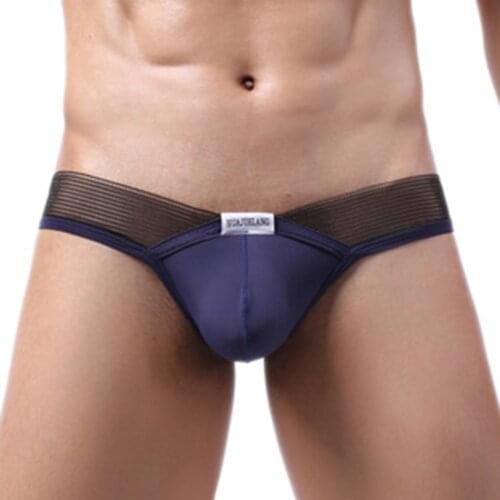 New Mens Sexy Briefs Bulge Pouch Ice Silk Underwear Low-Waist Ultra-Thin Panties Jockstrap Gay Underpants Penis Quick Dry Briefs