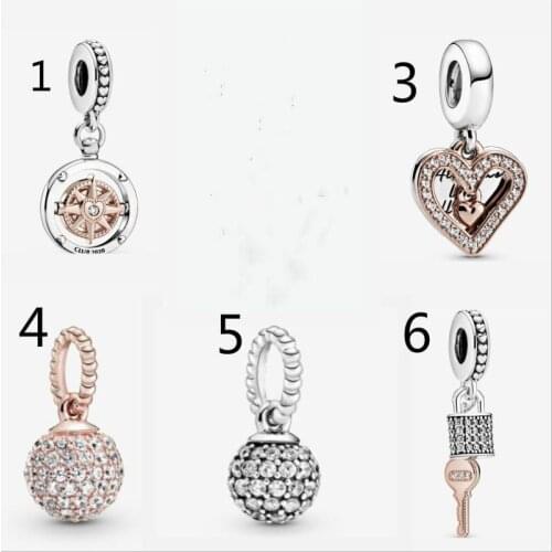 Valentines Day 925 Sterling Silver Beads Lady and Tramp Heart Charm fit Original Pan Bracelets Women DIY Jewelry