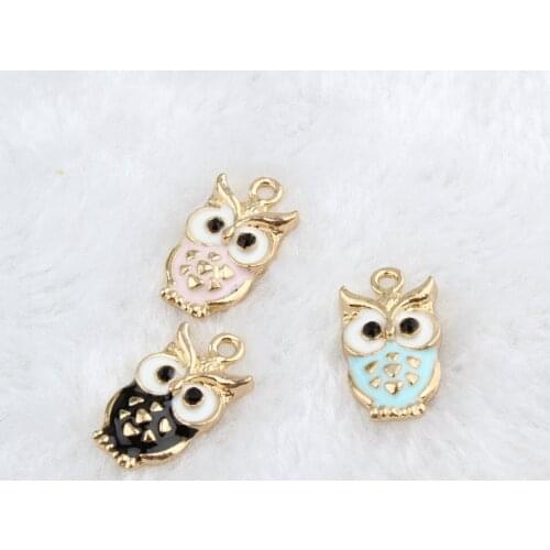 10pcs Enamel Charms for Jewelry Making Floating Metal Owl Cat Pendant For Living Floating Glass Women DIY fashion necklace YZ324