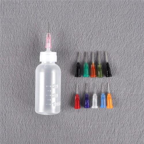 1set Transparent Polyethylene Needle Dispensing Dispenser Bottle for Rosin Solder Flux Paste + 11 Needles 30ml HOT SALE