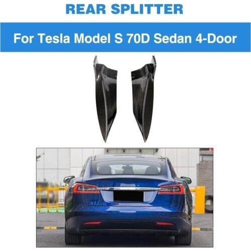 For Tesla Model S 2016 2017 Rear Bumper Lip Splitters Carbon Fiber