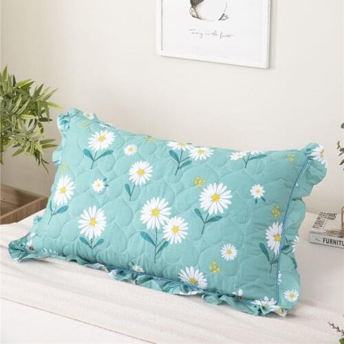 Ruffle Edge Decor Single/Double Pillowcase Soft Comfortable Cotton Home Pillow Cover Quilted Bed Long Pillow Case