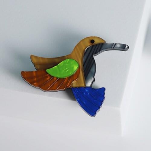 Cute Acrylic Bird Shape Brooches Handmade Resin Animal Brooch Women Kids Banquet Jewelry Lapel Hijab Safety Pins Wholesale