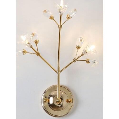 LED crystal wall lamp bedroom bedside light corridor background wall decorative lighting crystal glass flower lustres home decor