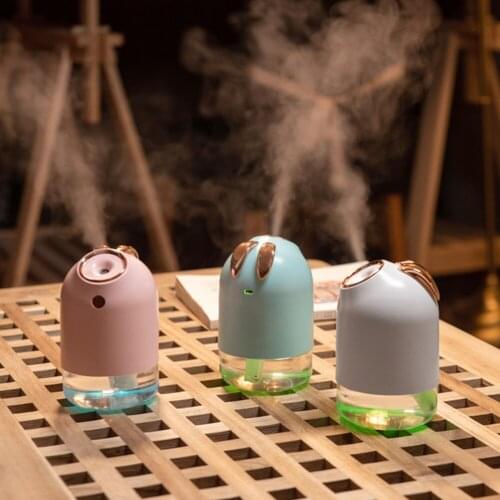 USB Rechargeable Air Humidifier Mini Mute Portable Car Air Purifier 7-Color Night Light Home Car Ornament Decor LED Mist Maker