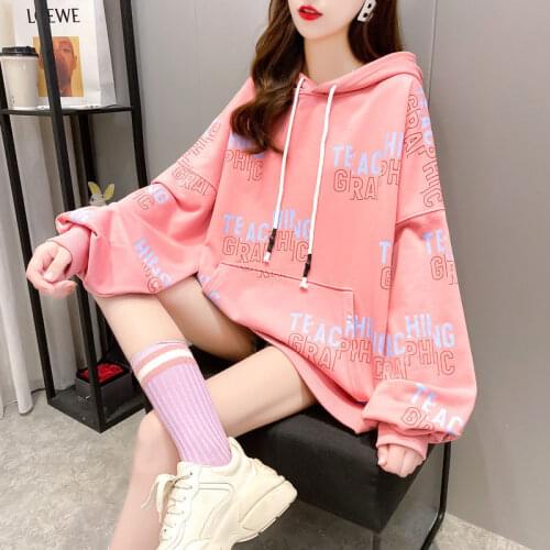 Preppy-Style Sweatshirt Womens 2021 New Spring and Autumn Thin Korean Style Loose Large Size 100kg Coat Ins Fashion
