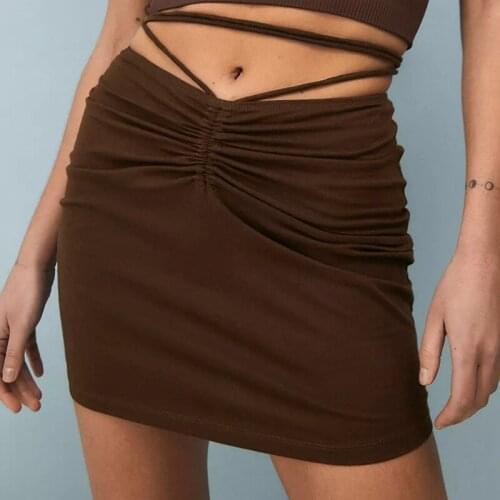 2021 Leopard Print Women Skirts Bodycon Sexy Slim High Waist Lace-up Drawstring Short Mini Pencil Skirts New Summer Clubwear