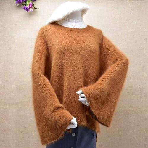 2020 autumn womens new sweater Korean version of the loose sweater Flare-sleeved O-neck pullover Femme clothes