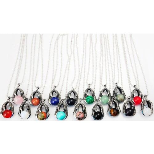 ASHMITA 2019 Tiger Eye 15MM Sphere Dragon Claw Pendant Necklace Girl Fashion Couple Stone Necklaces