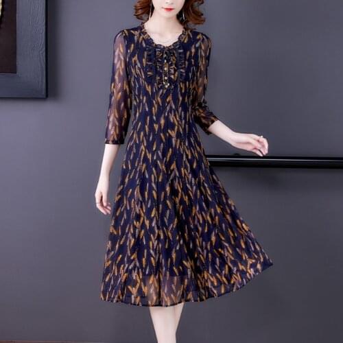 2021 Spring Autunm Casual 5XL Plus Size Dress Vintage Floral Mesh Chiffon Beach Midi Dress Women Elegant Bodycon Party Vestidos