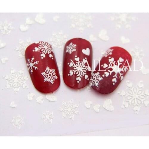 1 Sheet White Snowflake Nail Stickers Christmas Snow Nail Stickers 3D Adhesive Sticker