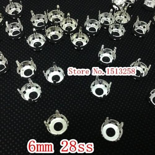 1440pcs/lot 6mm ss28 Round Hollow Silver Metal Claw For Assembling Rivoli Fancy Stone Setting,Acrylic Round Stone