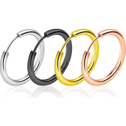 2Pcs Hoops Earring Women Girl Simple Ear Cartilage Tragus Piercing Jewelry Titanium Steel Round Circle Clip Earring Wholesale