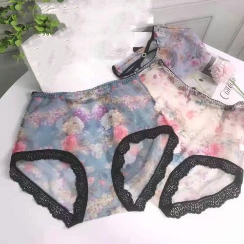 3Pcs/lot Thin Intimates Briefs Girls Underwears Plus Size 5XL Sexy Lingeries Mesh Transparent Lace Womens Panties Sets
