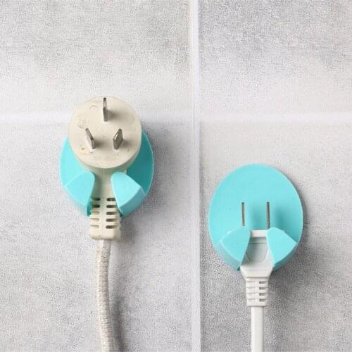 4pcs plug hook bracket kitchen wall strong socket storage hook free punch power cord storage hook