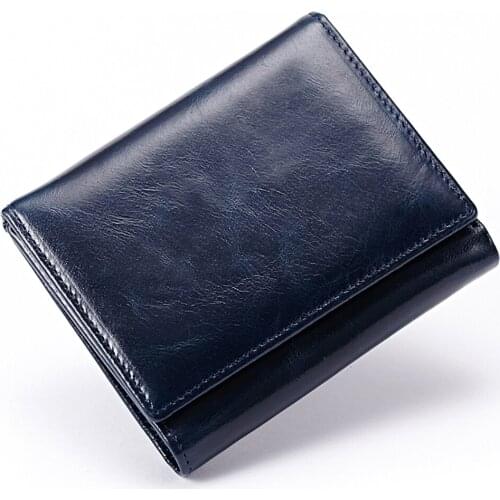 5pcs/lot New Oil Wax Leather Women/Men Purse Short Vintage Women Wallets Genuine Leather Designer Brand Unisex Card Holder Purse