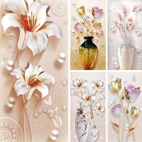 5D DIY painting full square/round flower vase kit embroidery mosaic art picture cross stitch wall sticker gift home decoration