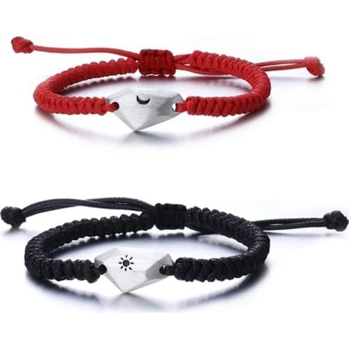 Lovers Wishing Stone Bracelets Moon and Sun Couples Distance Matching Bracelet Adjustable Valentines Day Jewelry Gifts