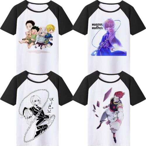 Hunter x Hunter Black And White Cosplay T Shirt Gon Freecss Killua Zoldyck Cartoon Summer T-Shirt Anime Top Tee Casual Costume