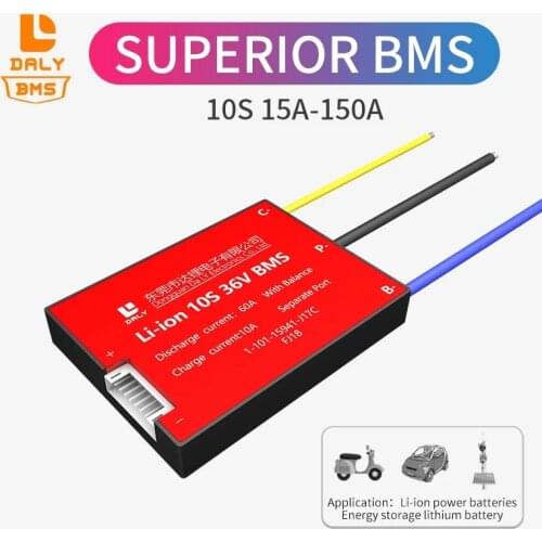 Dali factory 36V BMS With Balance BMS seperate port 3.7V li-ion 10s bms 36V 15A 20A 30A 40A 50A 60A for solar energy