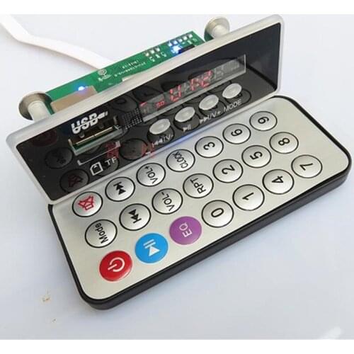 DC5V-12V Blu-ray MP3 decoder board with LED time display Support AUX / read TF card / U disk / FM radio function