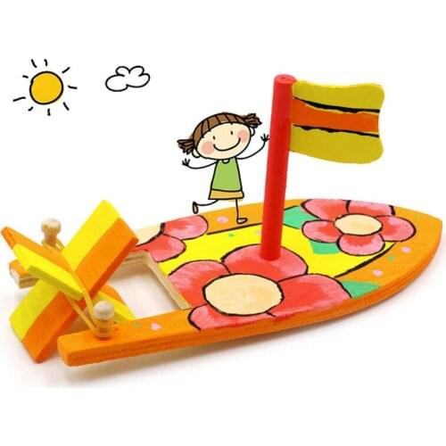 NEW Drawing Wooden Sailboats Home Diy Education Toy Creative Painted White Models Childrens Coloring Handmade Diy Boats Toy
