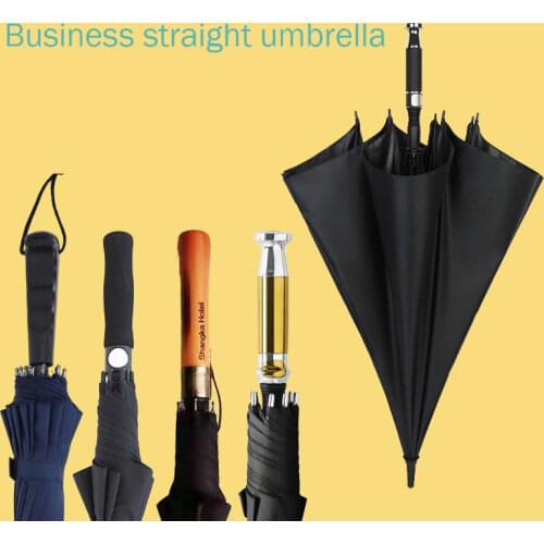 Long Umbrella Men Windproof Wooden Automatic Umbrella Sun umbrellaGolf Three people enlarged vinyl business umbrella