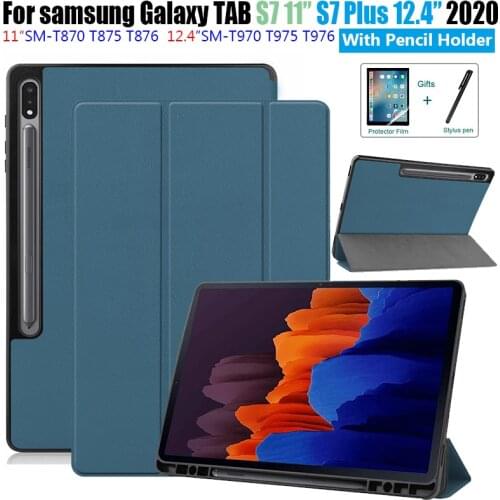 For Samsung Galaxy Tab S7" SM-T870 T875 Funda Magnetic Cover for Samsung Tab S7 Plus 12.4"T970 Case Cover Coque with Pen Holder