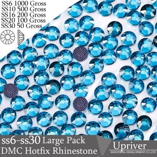 DMC Blue Zircon High Quality Hotfix Rhinestones For Clothes Wedding Dress Needwork Rhinestones For Sewing Accessories