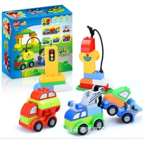 GOROCK 46pcs Duploe the My First traffic Creative Cars big building blocks large bricks Baby toy kids Gift Compatible with 10552