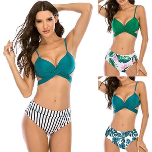 Push Up Floral Wrap Bikini Sets Women Sexy Thong Two Pieces Swimsuits 2021 New Girl Beach Bathing Suits Swimwear