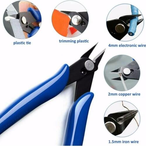 New 1 Pack 170 Flush Wire Cutter Blue Diagonal Cutting Pliers Side Cutter Nipper Multi Functional Electrical Tools Clamp