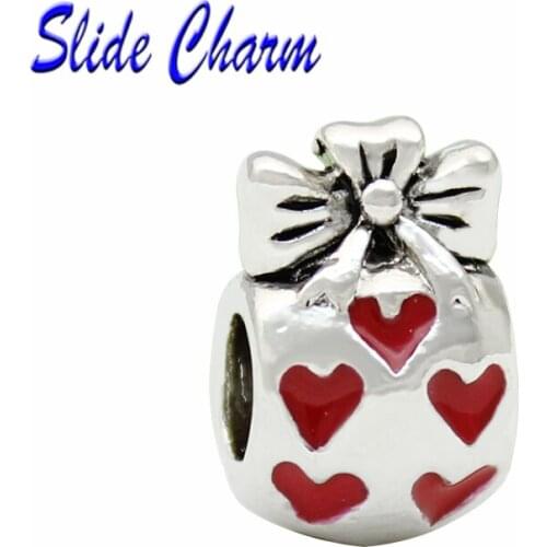 Fashion jewelry DIY charm, European and American style red love women handbag charm beads Fit Pandora Bracelet Necklace