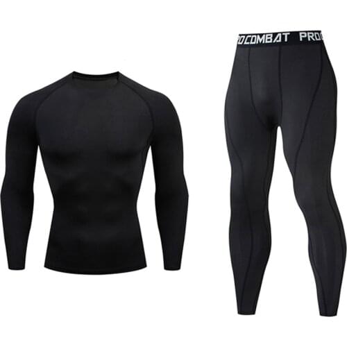 Mens Running Set Gym Jogging Thermo Underwear Skins Compression Fitness Male Quick-drying Tights Track Suit Workout Pants