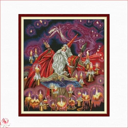 Joy Sunday Wizard Character Cross Stitch Kits Ecological Cotton Stamped Printed 14CT DIY Easy to Use Home Decoration