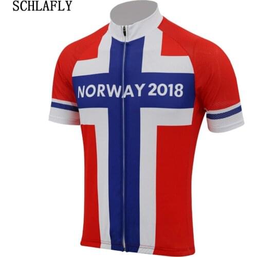 Norway 2018 cycling jersey short sleeve white red blue summer bike wear jersey road Mountain jersey cycling clothing schlafly