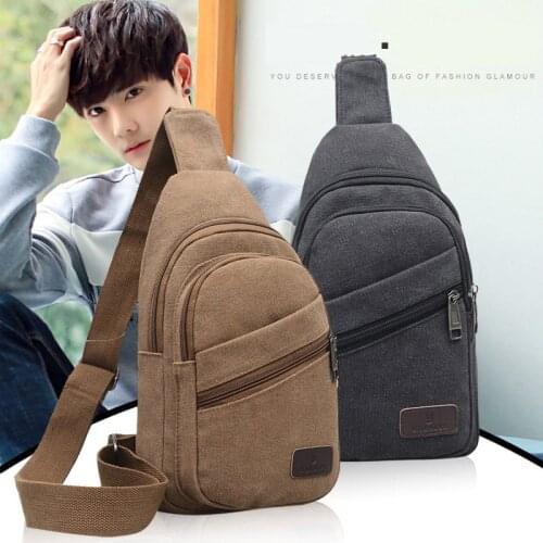 2021 New Canvas Shoulder Bag Man Casual Tote Outdoor Travel Mens Chest Bag for Men Fashion Messenger Bags Zipper Small Handbag