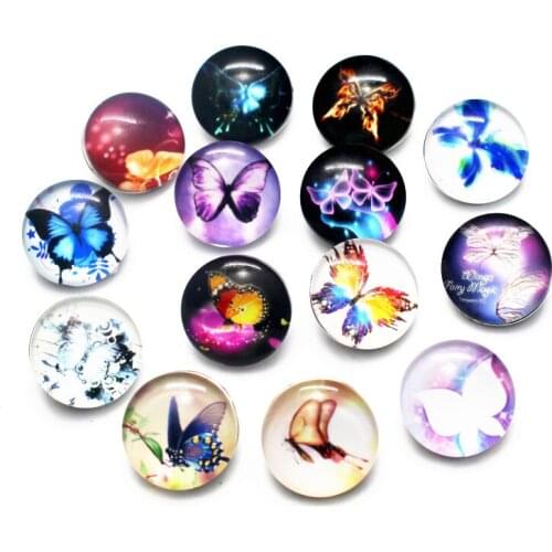 New Arrival 12pcs/lot glass insect 18mm butterfly snap buttons leather clasp snap button bracelet snap Bangles jewelry