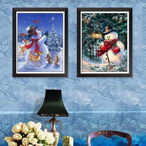 New Year Winter Landscape Christmas Snowman Poster Christmas Decorations Wall Art Painting Christmas Gift Kids Room Decoration