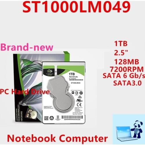New HDD For Seagate Brand BarraCuda 1TB 2.5" SATA 6 Gb/s 128MB 7200RPM For Internal Hard Disk For Notebook HDD For ST1000LM049