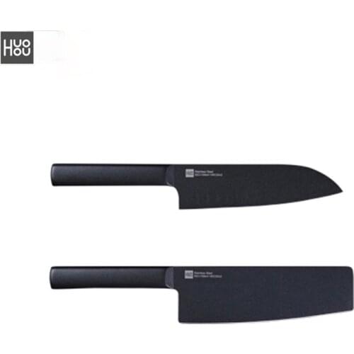Original Huohou Cool Black Kitchen Not-sticky Knife 2pcs Stainless Steel Cutter Set
