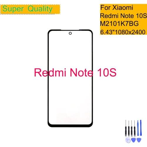 For Xiaomi Redmi Note 10S Touch Screen Panel Front Outer Glass Lens M2101K7BG M2101K7BI M2101K7BNY LCD Glass Front Replacement