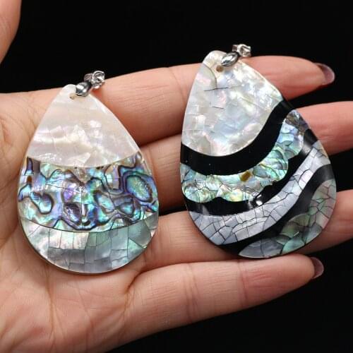 1PC Hot sale Natural Abalone Shell Material Striped Series Pendant Drop Shape Seashell Charms DIY Necklace Crafts Jewelry Making