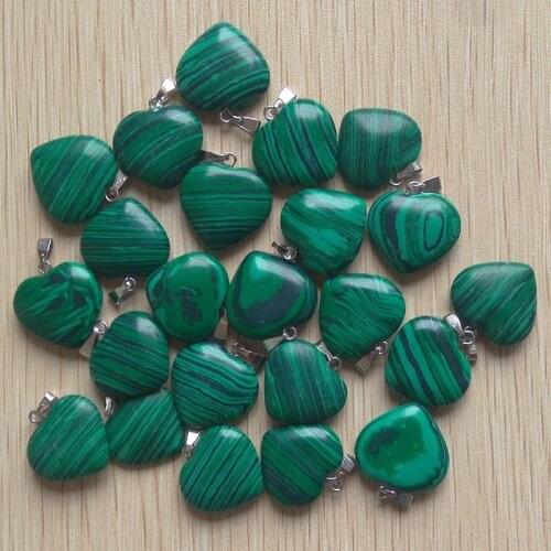 2018 Fashion bestselling heart malachite stone charm Pendants for jewelry making 50pcs/lot Wholesale free shipping