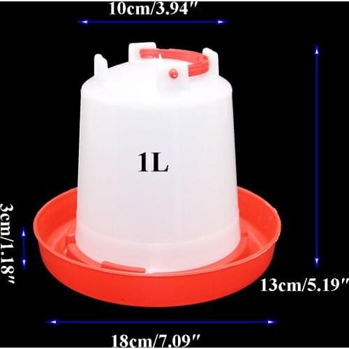 5PCS Poultry drinker plastic 1L water tank waterer drinking bottle kettle bowl chick day old chicken broiler farming cage birds