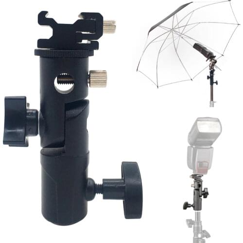 Swivel Flash Hot Shoe Umbrella Holder Mount Adapter for Studio Light Type E Stand Bracket Photo Studio Accessories