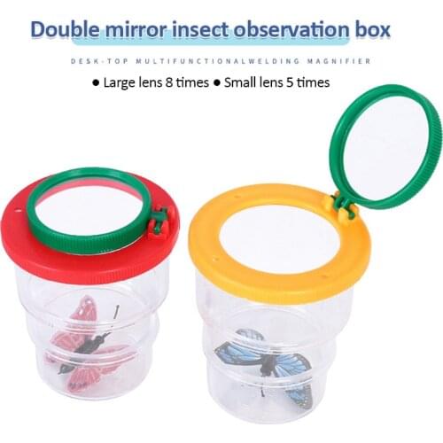 Tri-fold Kids Magnifying Glass 8X 5X Student Portable Multifunctional Butterfly Spider Insect Box Magnifying Glass Magnifier